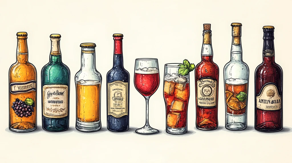 矢量单色瓶和玻璃饮料图标集