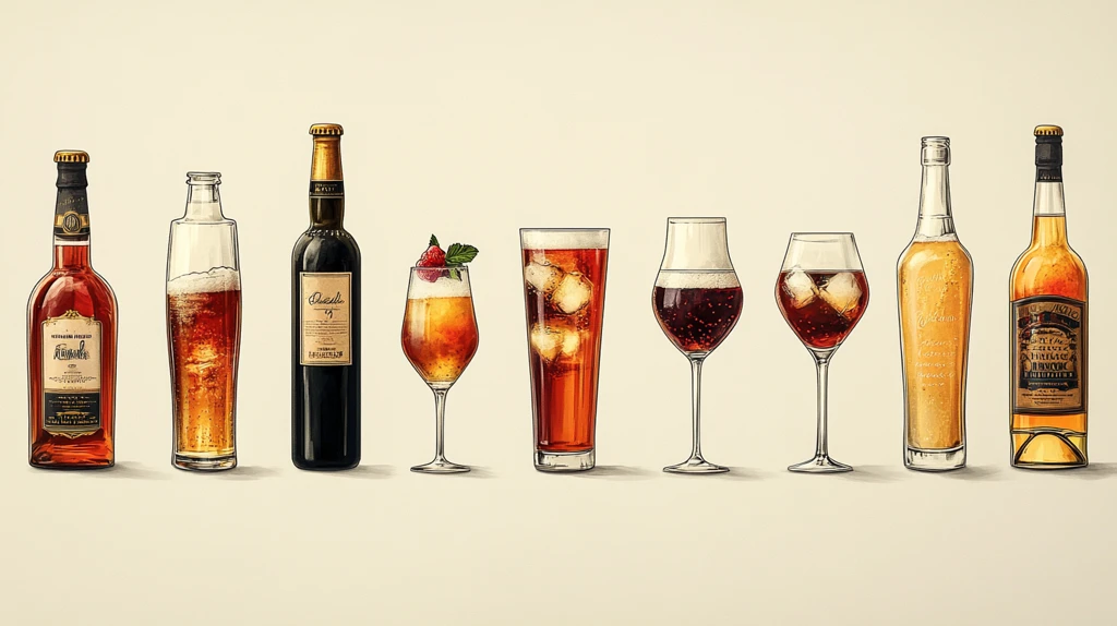 矢量单色瓶和玻璃饮料图标集