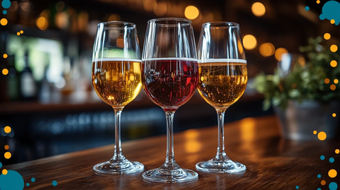 各种啤酒和葡萄酒杯的插图