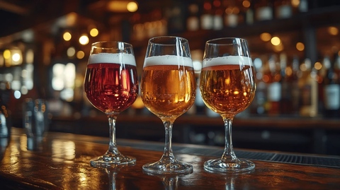 各种啤酒和葡萄酒杯的插图