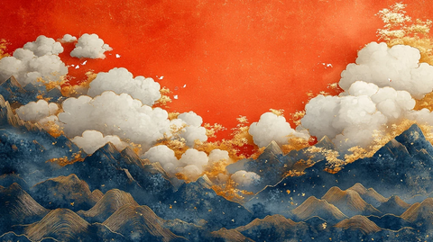 金色云纹红底图