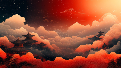 金色云纹红底图