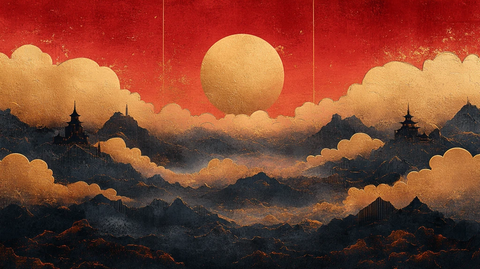 金色云纹红底图