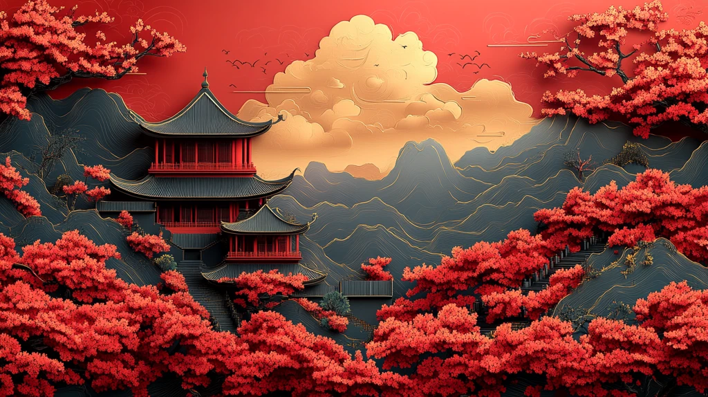 金色云纹红底图