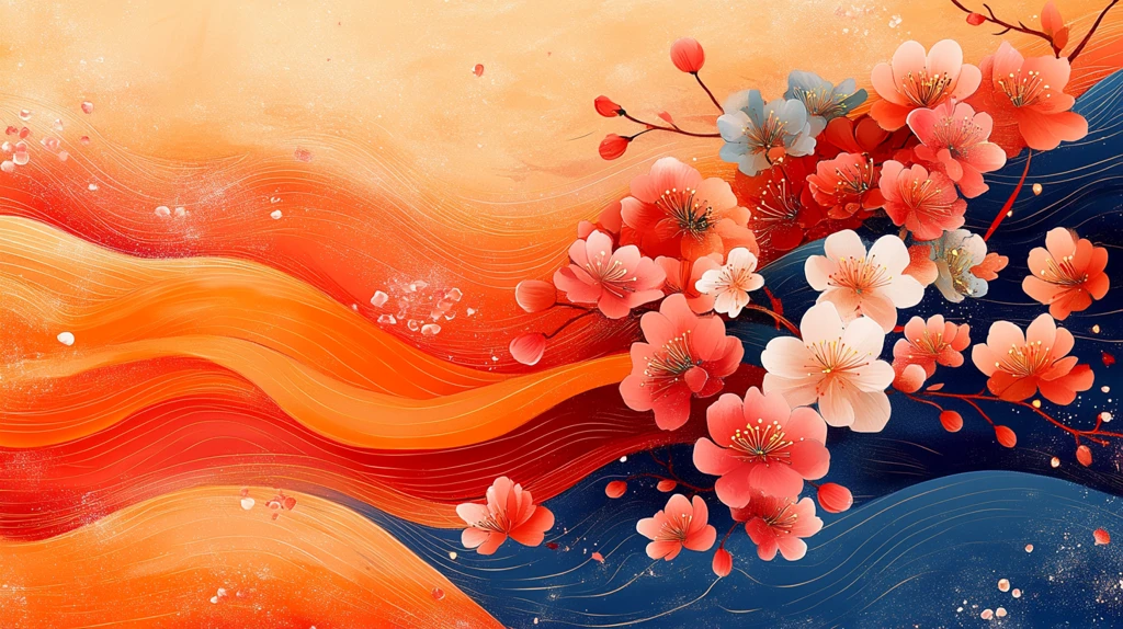 春节花纹彩带图案