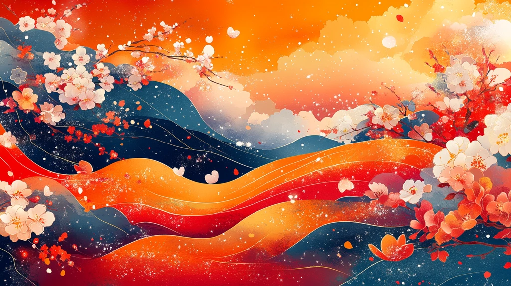 春节花纹彩带图案