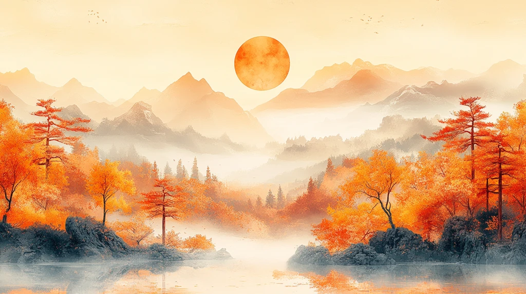 中秋节黄色插画