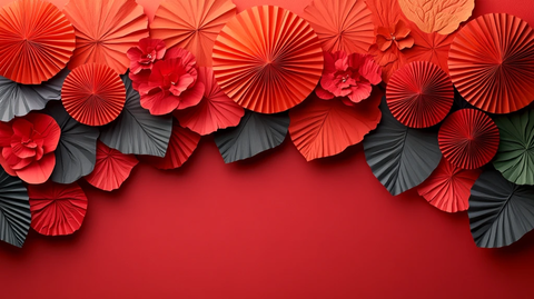红色纸扇背景