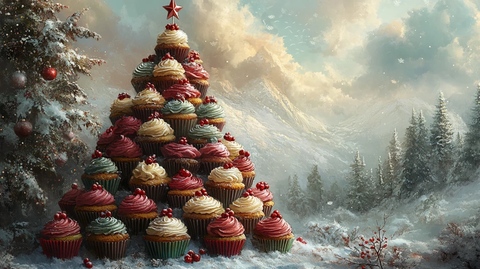 圣诞树杯子蛋糕装饰
