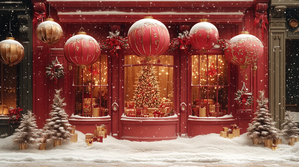 新春佳节雪景窗前