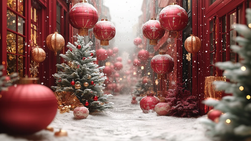 新春佳节雪景窗前