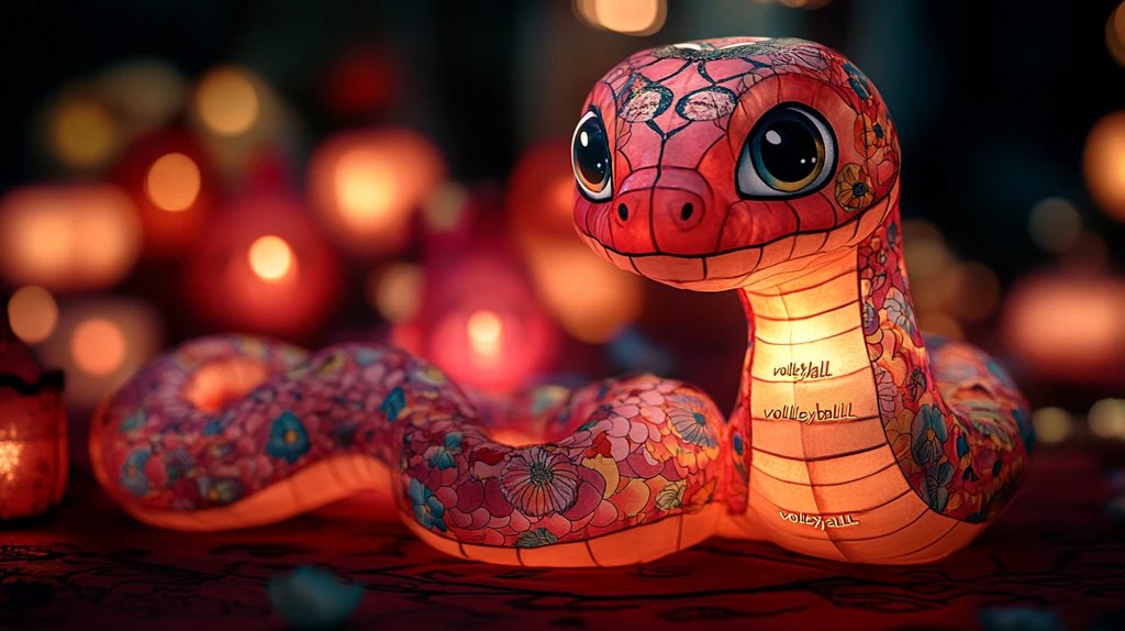 蛇形灯笼与排球文字