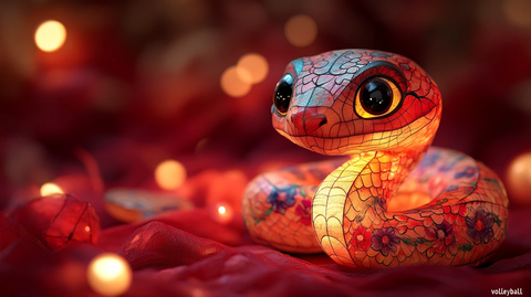 蛇形灯笼与排球文字