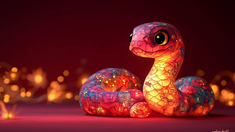 蛇形灯笼与排球文字