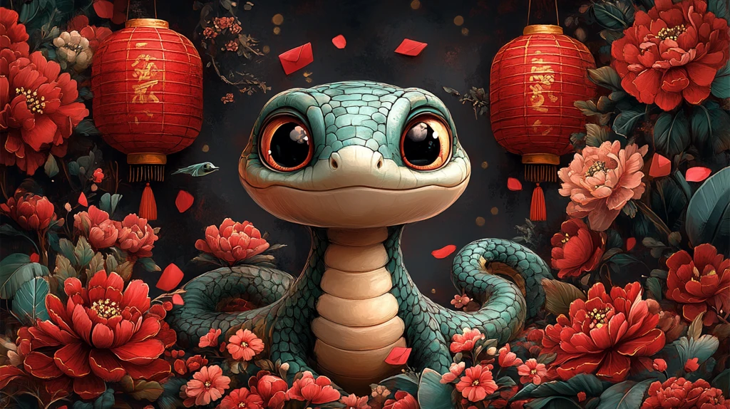 蛇年吉祥灯笼图