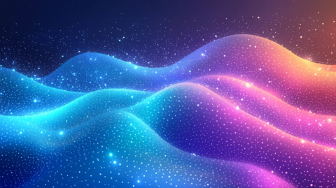 蓝绿渐变曲线背景