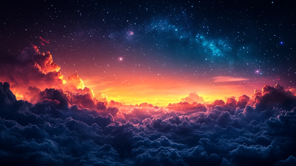 夜空星光绿紫橙