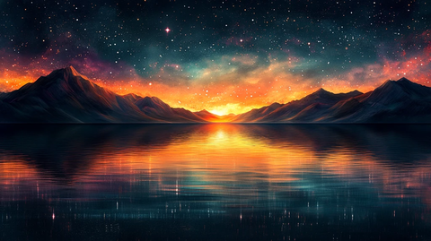 夜空星光绿紫橙