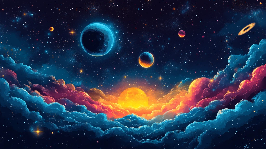 轻蓝太空插画