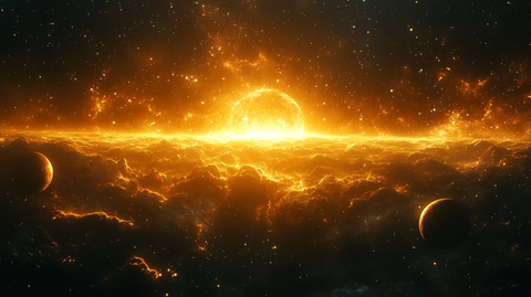 行星漂浮星光下