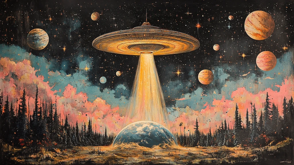 外星飞船照耀地球