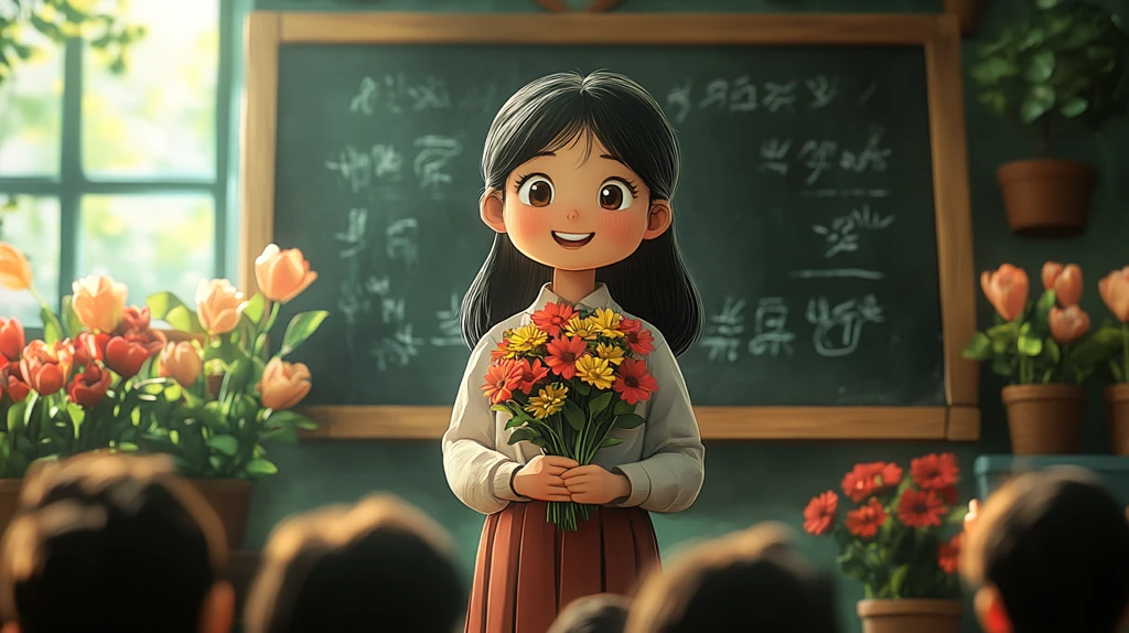 老师送花给学生