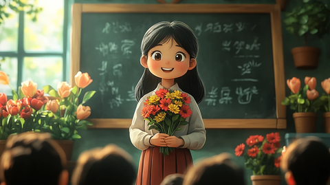 老师送花给学生
