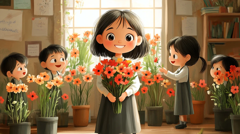 学生送花给老师