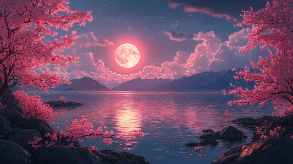 樱花月夜海