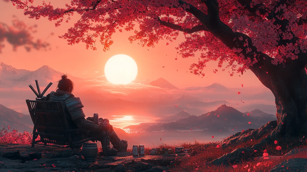 武士椅上赏樱
