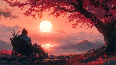 武士椅上赏樱