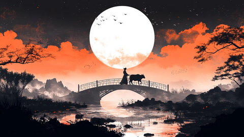 双人舞牛桥剪影