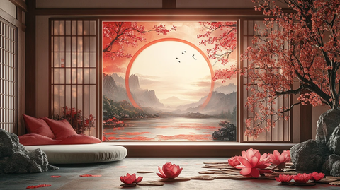 莲花前景梅花开