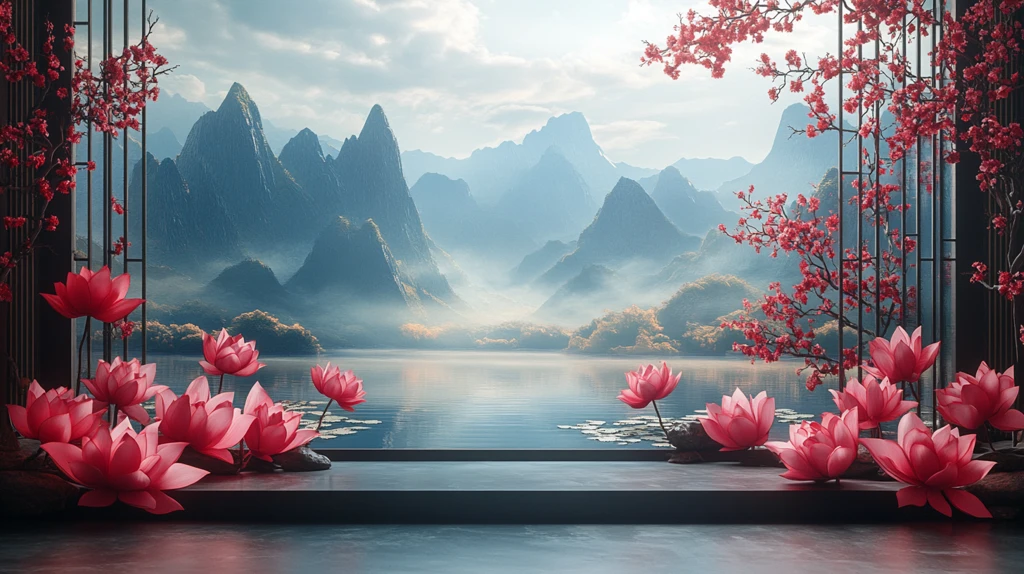 莲花前景梅花开