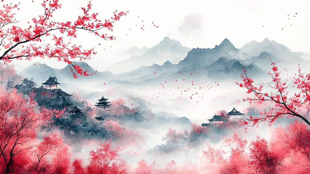 樱花山水背景