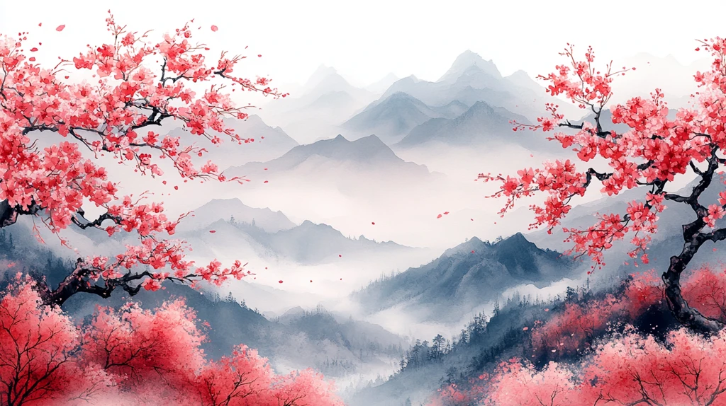 樱花山水背景