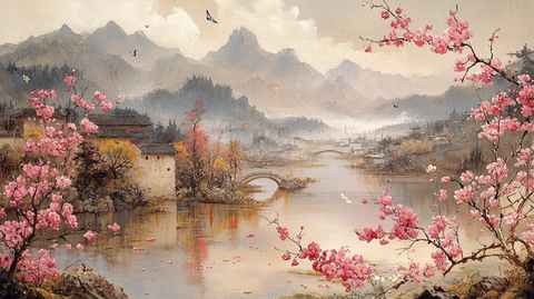 绿树春水桃花村