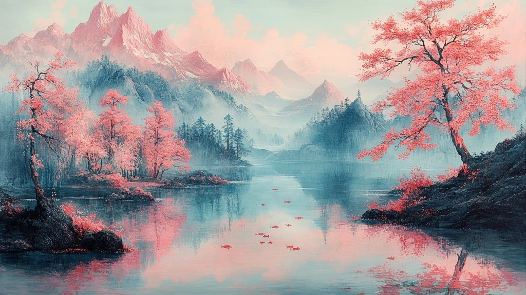 粉山树影鱼戏水