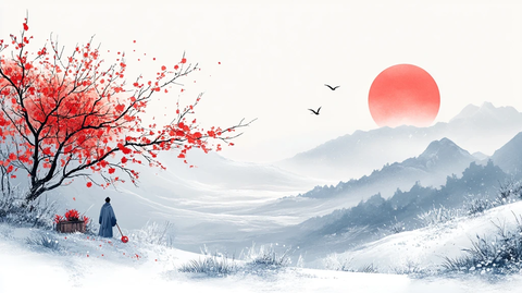 立冬霜草飞鸟图