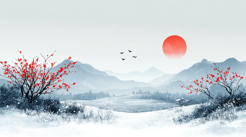 立冬霜草飞鸟图