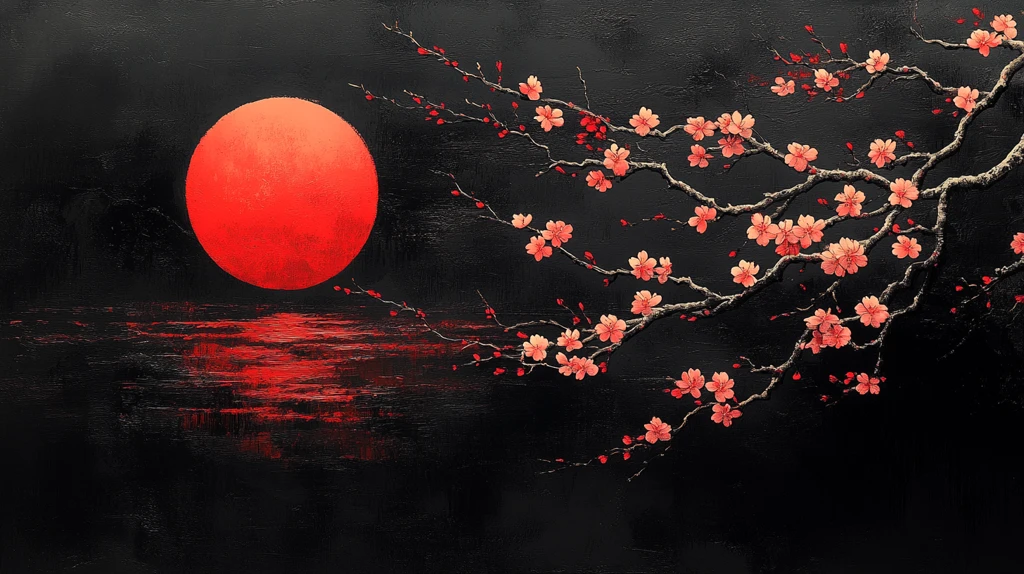 樱花枝头红日升