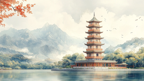 玲珑塔九层国风图