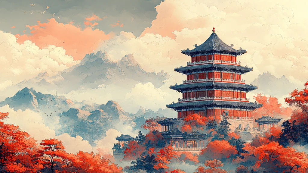 玲珑塔九层国风图