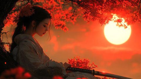 女子思索祖先佩剑