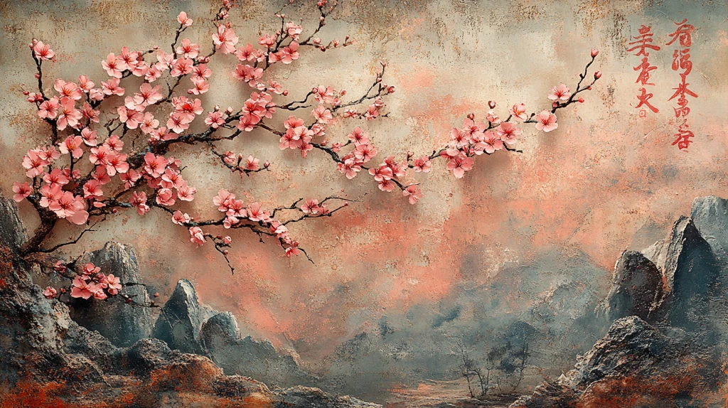 樱花盛开背景字