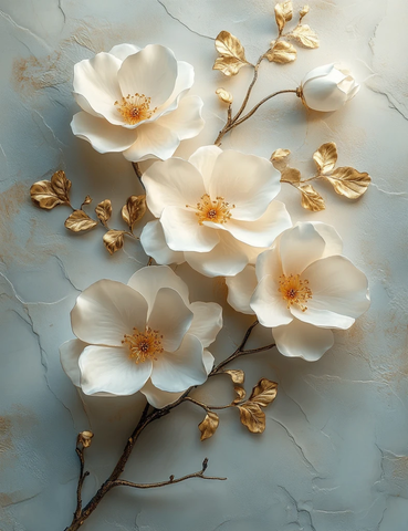 白玫瑰金瓣壁画