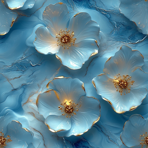 蓝色花纹花卉艺术