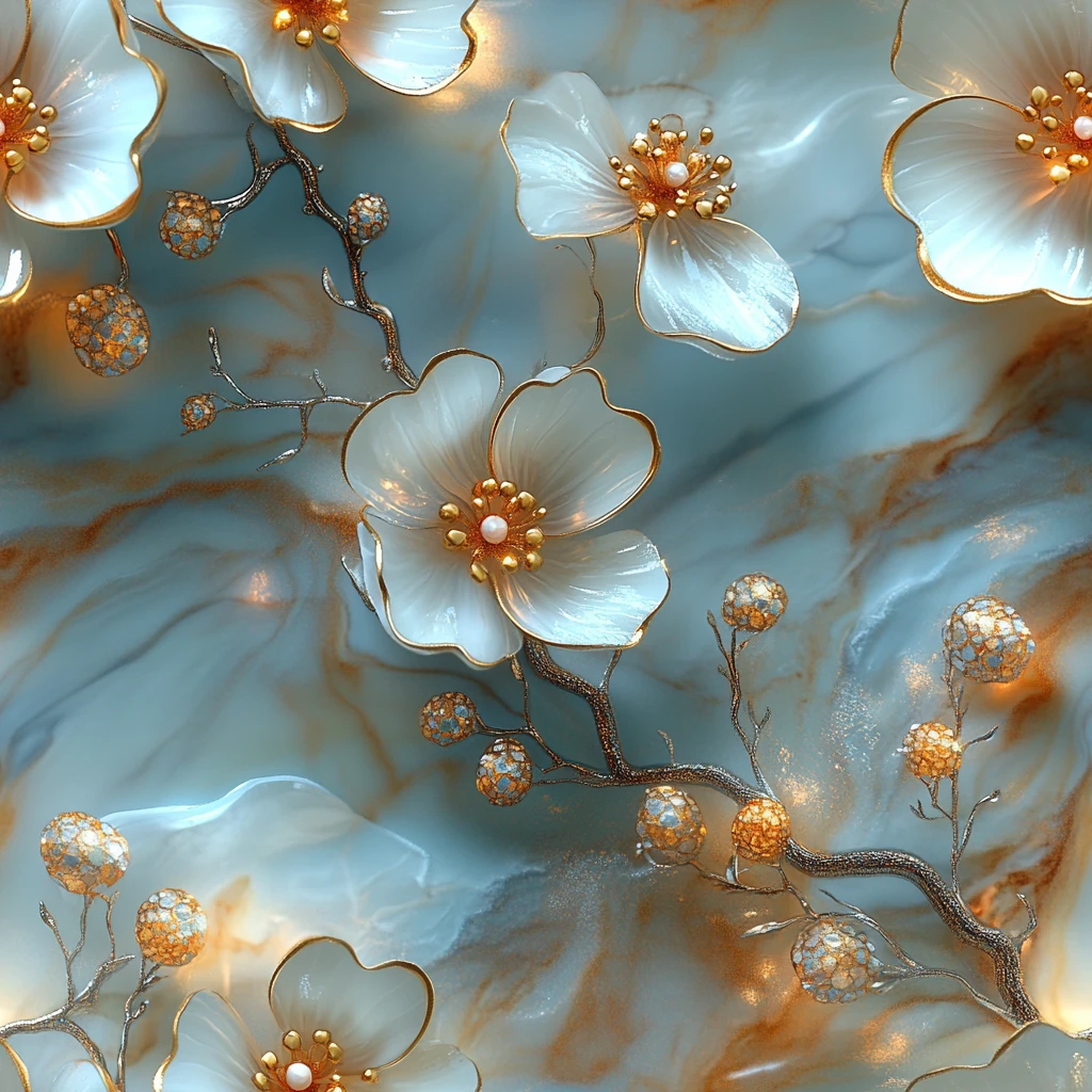 蓝色花纹花卉艺术