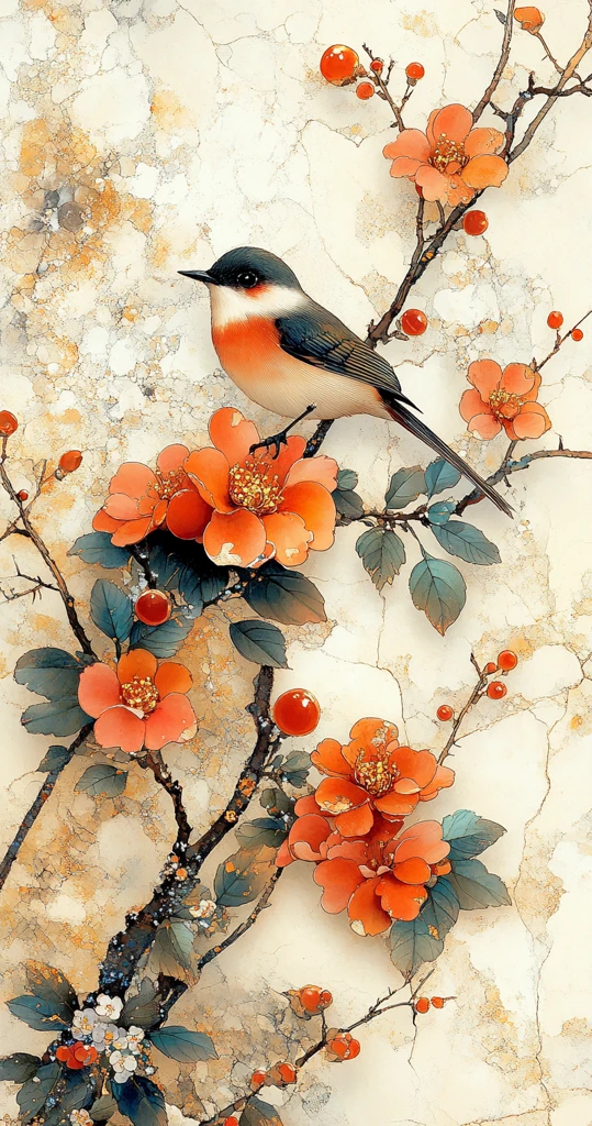 元宝花卉绿叶图案