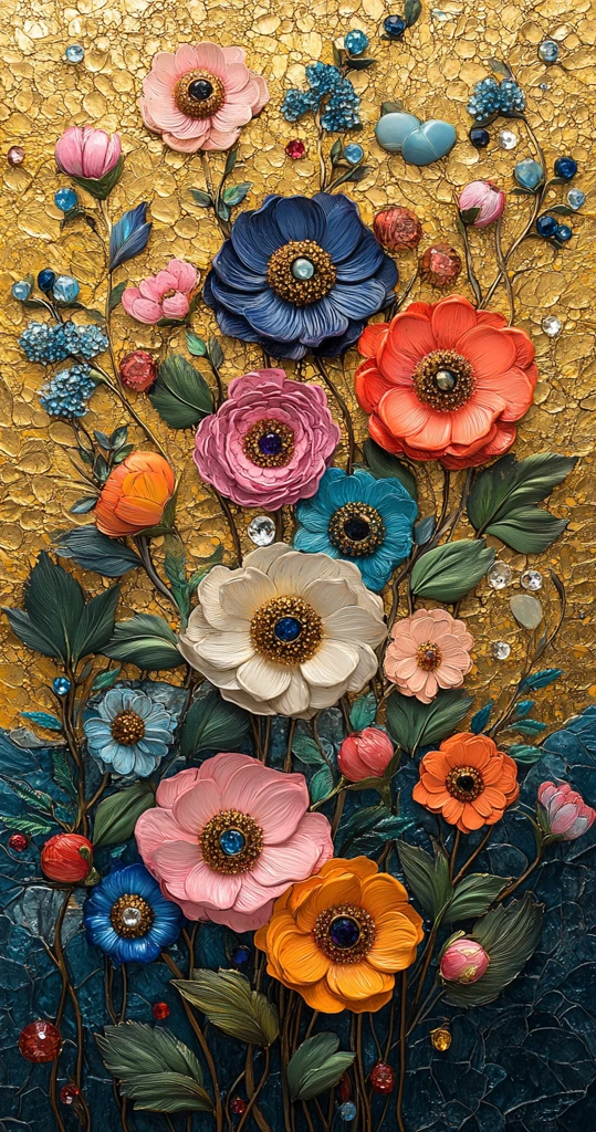 元宝花卉绿叶图案